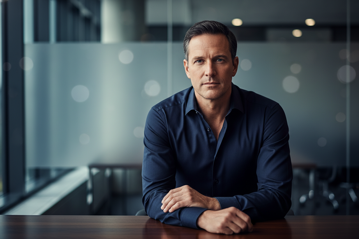 Confident founder in business attire